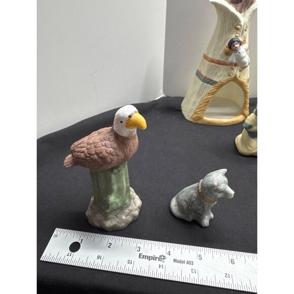 Native American Indian Inspired 13-Piece Porcelain Figurine Set VTG Hand Painted - Picture 5 of 16